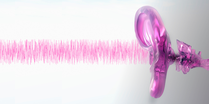 Des ondes sonores pénétrant dans une oreille