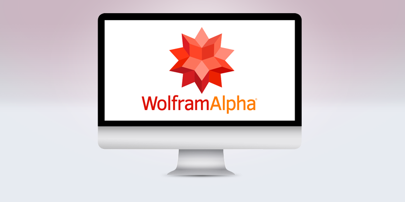 Logo de Wolfram Alpha sur un écran d'ordinateur de bureau